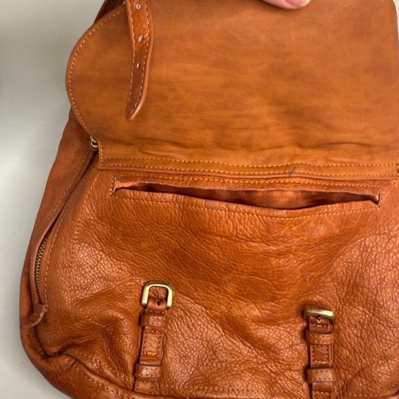 Vintage SABINA NEW YORK Tan Brown Leather Crossbody Bag Foldover Zip Top EUC - Picture 8 of 15